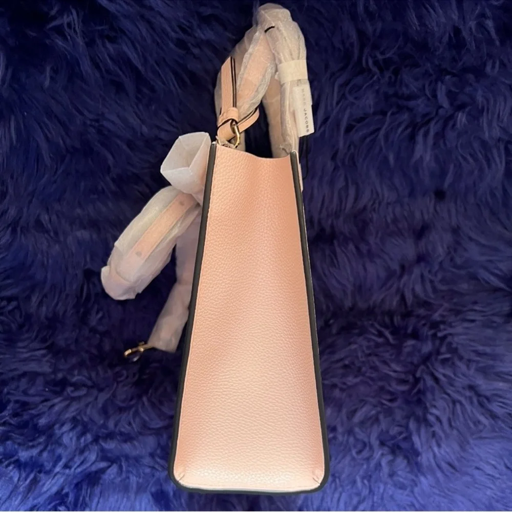 New! MARC JACOBS Mini Grind Leather Tote Crossbody Bag in Peach Whip Pink - Picture 10 of 12